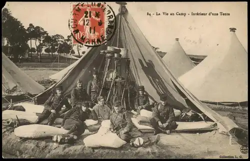 .Frankreich La Vie an Camp - Intérieur d'une Tente (Militaria Frankreich) 1911