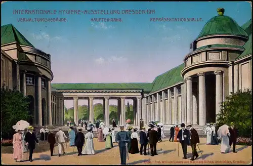 Ansichtskarte Dresden Internationale Hygiene-Ausstellung Haupteingang 1911