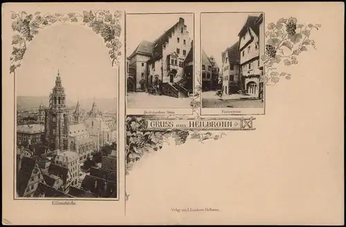 Ansichtskarte Heilbronn 3 Bild Kilianskirche. Fischergasse. 1900