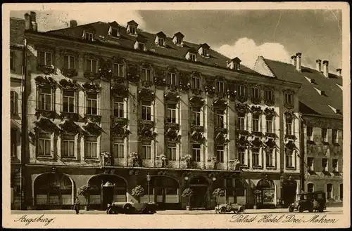 Ansichtskarte Augsburg Palast Hotel drei Mohren 1933