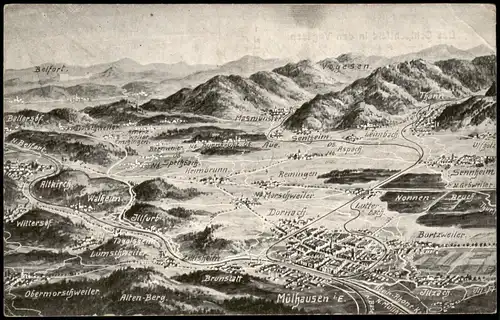 CPA Mülhausen Mulhouse Landkarten AK - WK1 1914