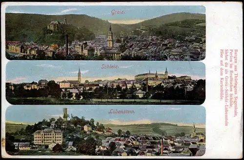 Ansichtskarte Greiz 3 Bild: Greiz Schleiz Lobenstein 1912