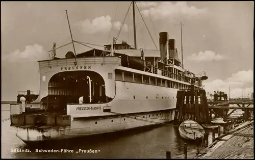 Ansichtskarte Sassnitz Hafen Trajektschiff Preussen 1928