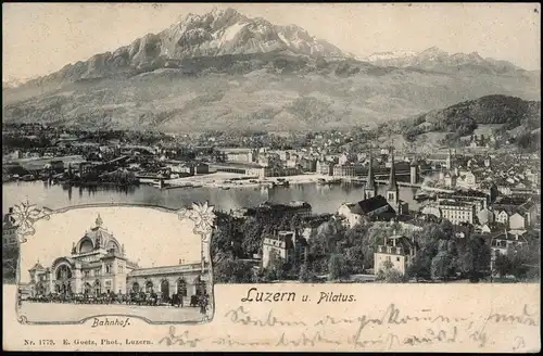 Ansichtskarte Luzern Lucerna Totale, Bahnhof 2 Bild 1905  Ankunftsstempel Cöthen