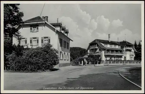 Ansichtskarte Bad Dürrheim Carolushaus mit Dependance - Straße 1939