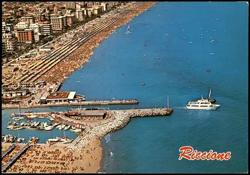 Cartoline Riccione Panorama dall'aereo Luftaufnahme mit Strand 1975