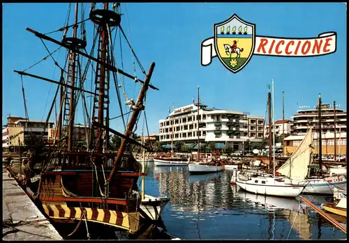 Cartoline Riccione Binnenhafen Darsena Darse Wet-dock 1970