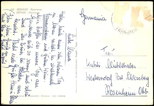 Cartoline Meran Merano Panorama-Ansicht 1975