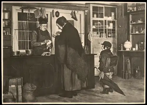 Künstlerkarte Peter Philippi "Beim Krämer" (in München   Deutschen Kunst) 1950