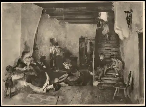 Ansichtskarte  Kunst-AK G. Th. Kampf-Hartenkampf „Beim Brotbacken" 1950