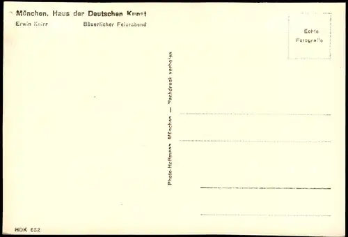 Kunst-AK Erwin Knirr "Bäuerlicher Feierabend" München  Deutschen Kunst 1950