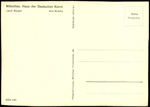 Kunst-AK Josef Burger "Alte Brücke" (München Haus  Deutschen Kunst) 1950