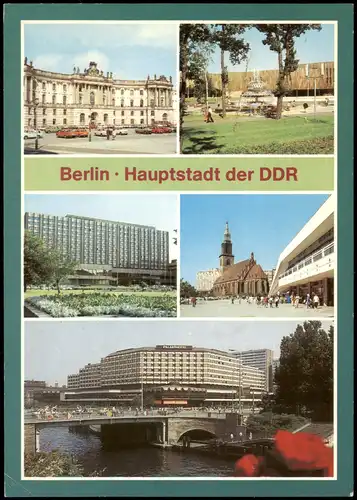 Berlin DDR Mehrbild-AK u.a. mit Palasthotel, Hotel Metropol uvm. 1988