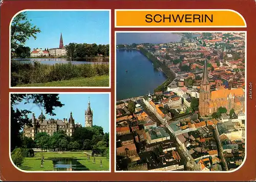 Ansichtskarte Schwerin Am Burgsee, Schloß, Übersicht 1985