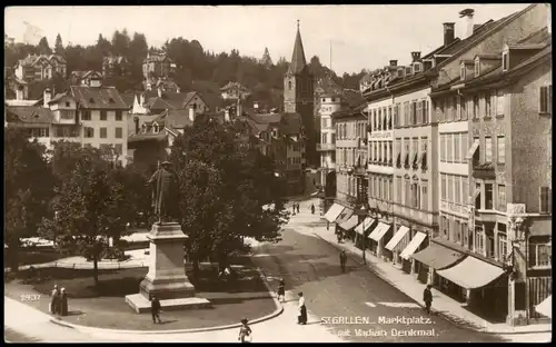 Ansichtskarte St. Gallen Markt 1918    Gallen Prüfstempel Stuttgart Freigegeben
