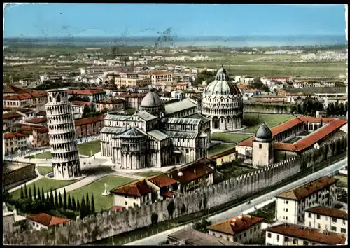 Cartoline Pisa Der Schiefe Turm und Stadt Panorama 1961