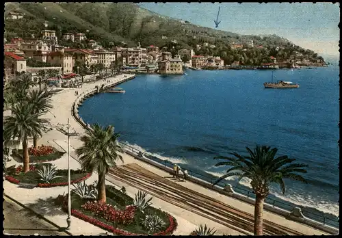 Cartoline Rapallo Panorama-Ansicht, Ufer Promenade 1960