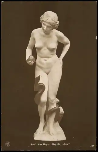 Prof. Max Unger, Steglitz: "Eva" Skulpturen Motiv-Postkarte 1920
