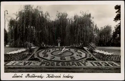 Postcard Bad Podiebrad Poděbrady Blumenuhr - Fotokarte 1938