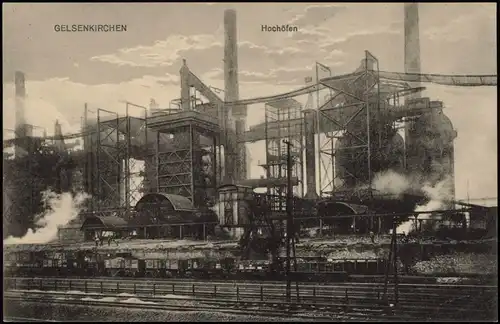 Ansichtskarte Gelsenkirchen Industrieanlagen Hochöfen 1912