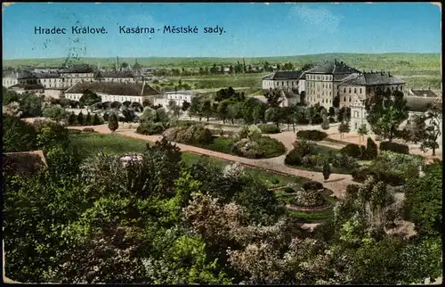 Königgrätz Hradec Králové Kasárna Městské sady 1913 Feldpost Überprüft Feldpost