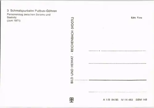 Schmalspurbahn Putbus-Göhren zwischen Serams und Seelvitz 1971/1985