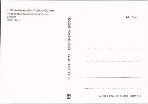 Schmalspurbahn Putbus-Göhren zwischen Serams und Seelvitz 1971/1985