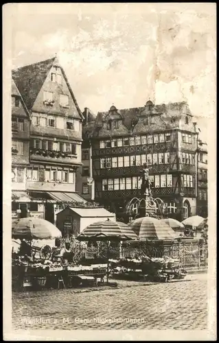 Ansichtskarte Frankfurt am Main Verkaufsstände am Gerechtigkeitsbrunnen 1934