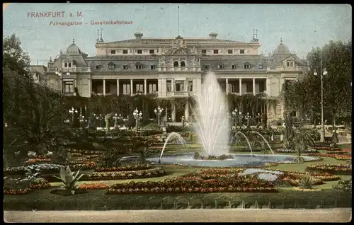 Frankfurt am Main Palmengarten Gesellschaftshaus Wasserkunst Wasserspiele 1918