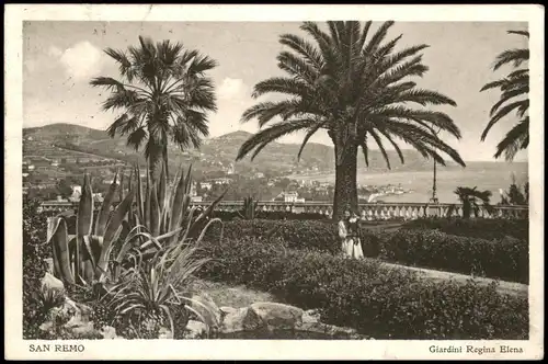 Cartoline San Remo Sanremo Panorama-Ansicht, Giardini Regina Elena 1920