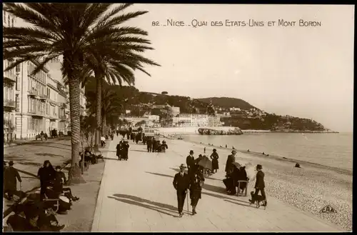 Nizza Nice Straßen Ansicht QUAI DES ETATS-UNIS ET MONT BORON 1920