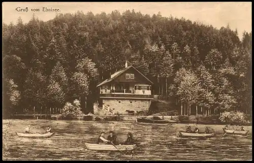 Ansichtskarte Ebnisee-Welzheim Ebnisee, Restaurant Boote 1913