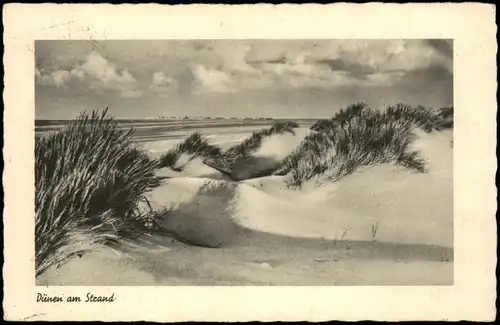 Ansichtskarte Insel Sylt Dünen am Mehr 1956  gel. Stempel List
