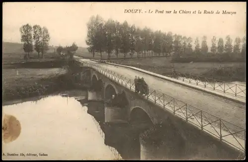 CPA Douzy Pont sur  Chiers et la Route de Mouzon 1914 1. Weltkrieg Feldpost
