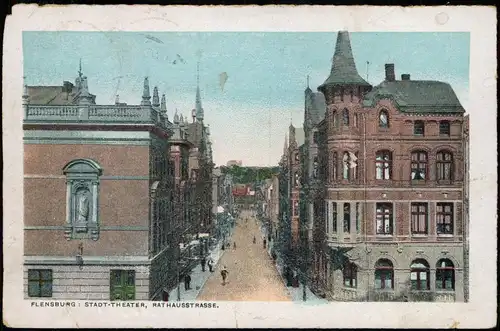 Ansichtskarte Flensburg Rathausstrasse 1906