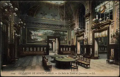 Postcard Monte-Carlo LE CASINO - La Salle de Trente et Quarante. 1908