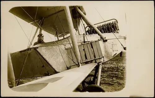 Foto  Flugzeug Airplane Avion Doppeldecker Pilot 1912 Privatfoto