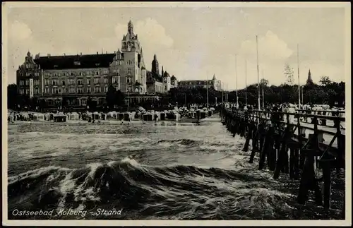 Postcard Kolberg Kołobrzeg Strandschloß 1938