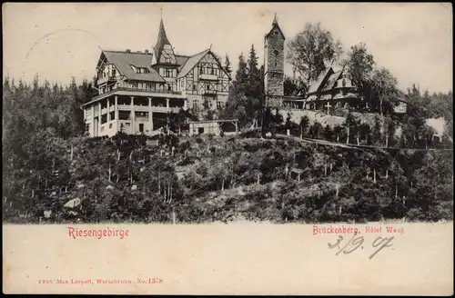 Brückenberg-Krummhübel Karpacz Górny Karpacz Hotel Wang und Kirche 1907