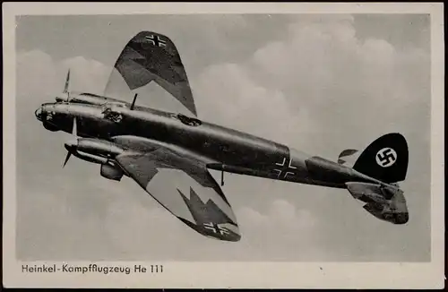 Ansichtskarte  Flugzeug Airplane Avion Heinkel-Kampfflugzeug He 111 1940