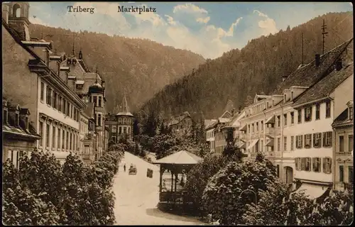 Triberg im Schwarzwald Marktplatz 1918  gel. Feldpost Bahnpoststempel