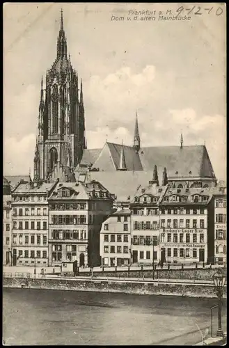 Frankfurt am Main Panorama-Ansicht Dom v. d. alten Mainbrücke 1910