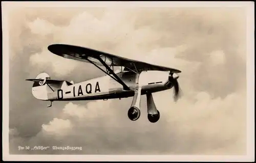 Ansichtskarte  Flugzeug Airplane Avion Übungsflugzeug Stösser FW 56 1937