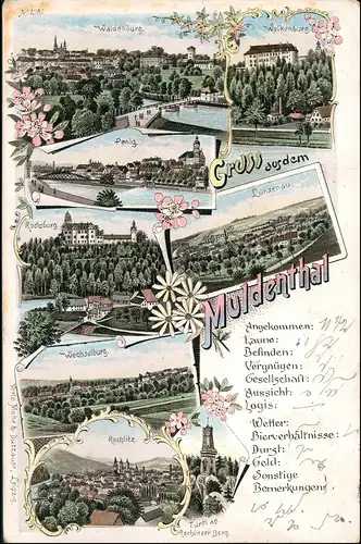 Ansichtskarte Litho AK Lunzenau Muldental Gruss aus Waldenburg etc 1898