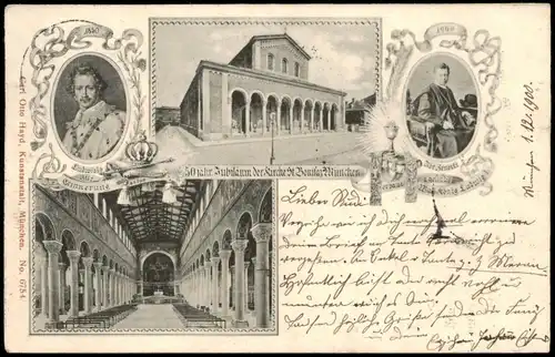Ansichtskarte München Bonifatius-Kirche MB zum 50 jährigen Jubiläum 1900