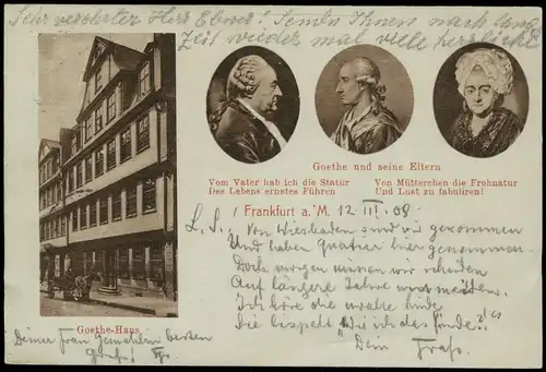 Frankfurt am Main Goethehaus Medaillon Goethe und seine Eltern 1914