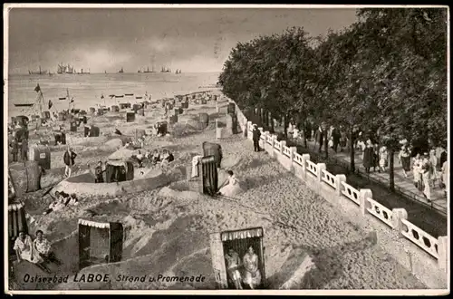 Ansichtskarte Laboe Strand - Strandpromenade 1929