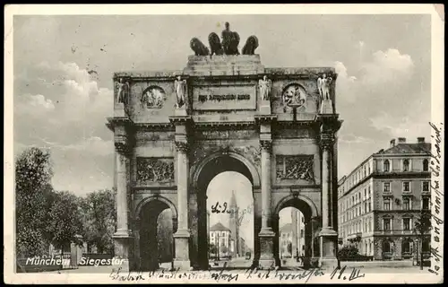 Ansichtskarte München Siegestor - Straße 1932