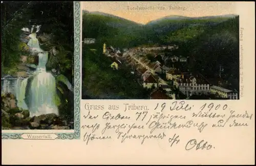 Ansichtskarte Triberg im Schwarzwald 2 Bild: Stadt, Wasserfall 1900