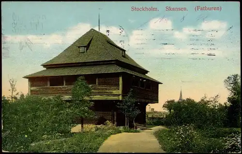 Postcard Stockholm Skansen (Fatburen) 1912